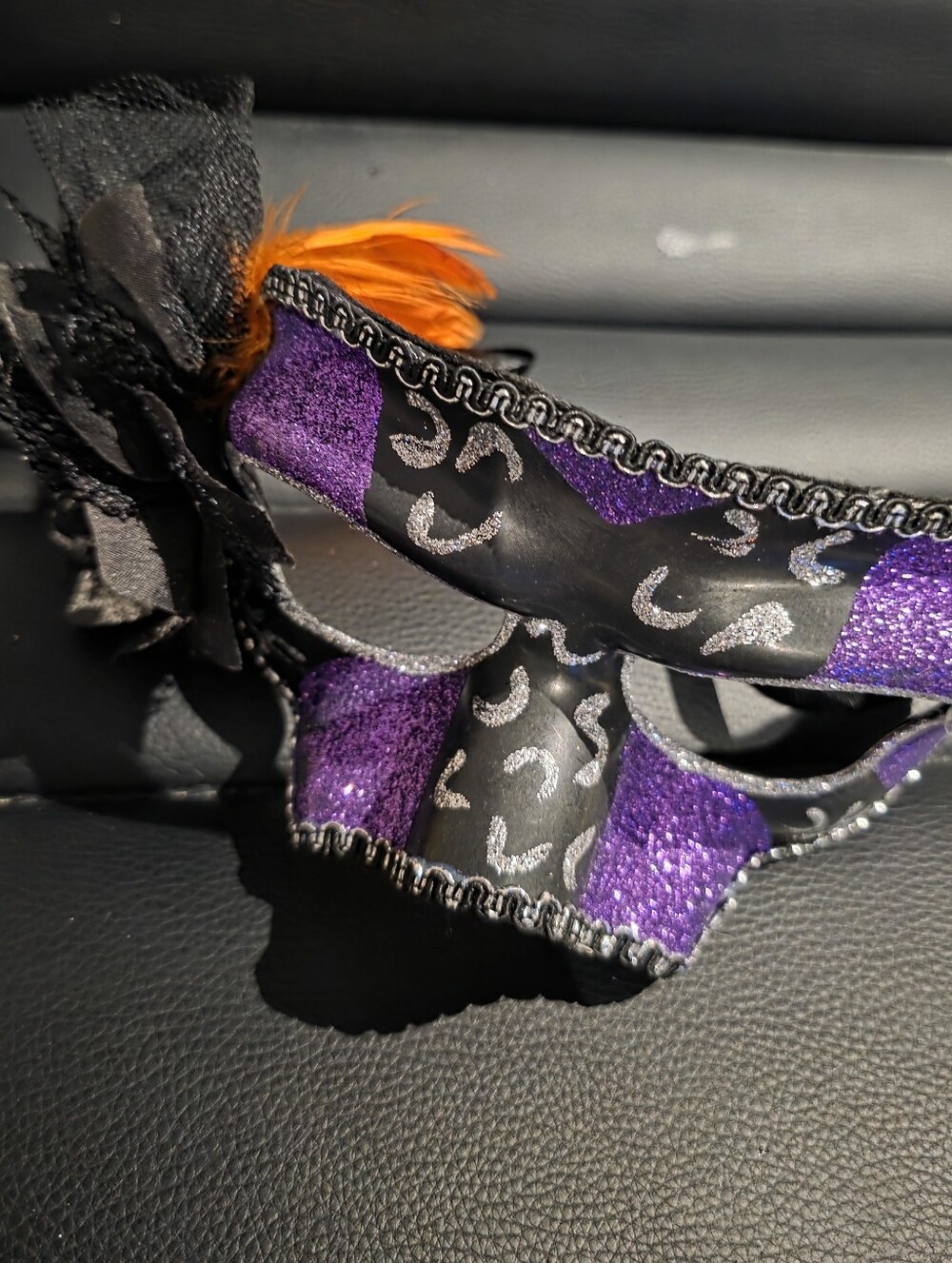 Purple & Black Feathered Eye Mask - Women's Accessory